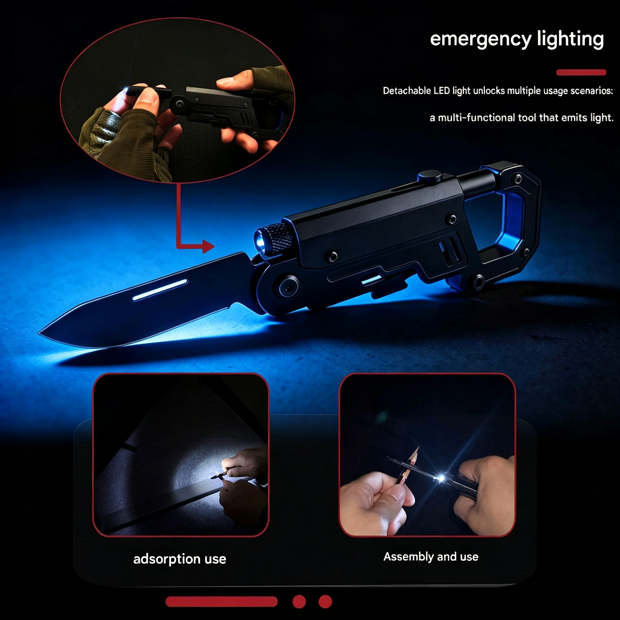 Portable Multifunctional Carabiner | Industrial EDC Mechanical Folding Outdoor Use Tool