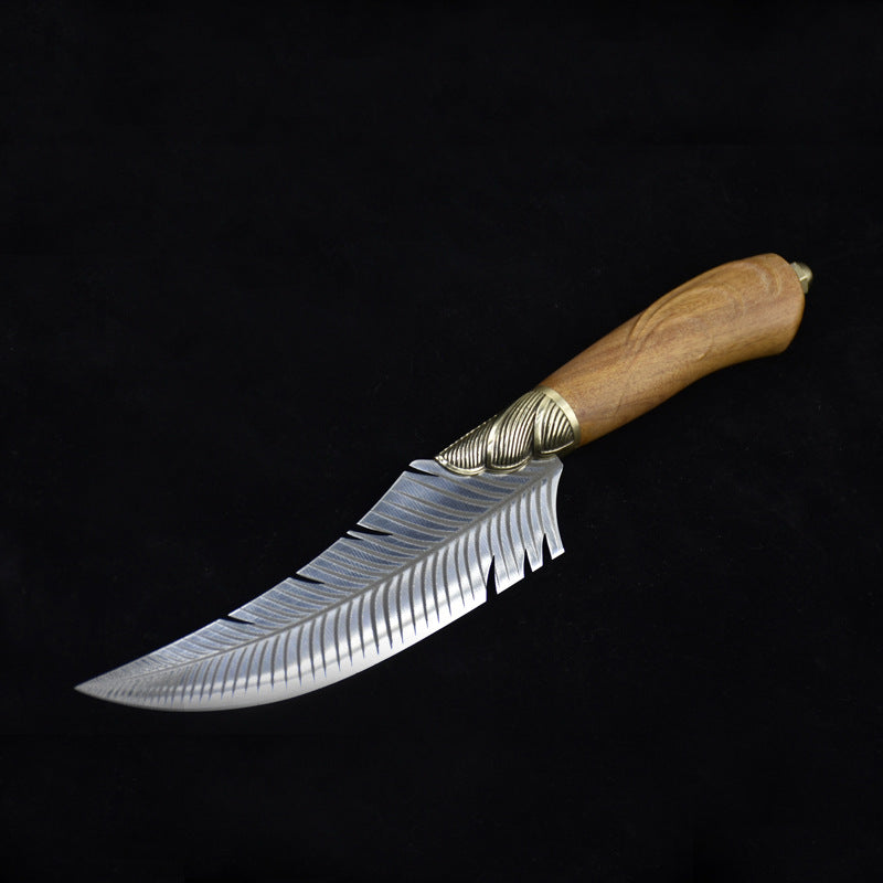 Feather professional chef knife 26.5cm with 14.5cm high carbon steel blade, rosewood handle, ergonomic grip, sharp and durable for boning and slicing, includes protective sheath.