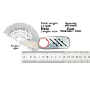 Product size chart for the keychain folding knife, showing a total length of 11.5cm, blade length of 4cm, blade thickness of 3mm, and an angle greater than 60 degrees. Includes a ruler and protractor on a white background.