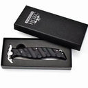 A Noks folding knife inside its black presentation box, displayed on a white background.