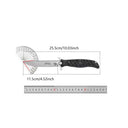 Product specification chart for a Noks folding knife showing an overall length of 25.5cm, a blade length of 11.5cm, a protractor showing the blade angle, and a metal ruler for scale on a white background.