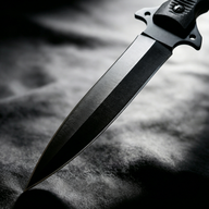 Side view of a black tactical fixed blade knife, featuring a sleek elongated profile, reinforced guard design, and balanced weight distribution for quick deployment and handling.