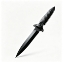 Close-up of the dagger blade, featuring a sharp black tip and aggressive spine lines. The cross guard includes anti-slip serrations, while the handle showcases a wave-pattern textured grip with a strong metallic finish.